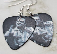 Johnny Cash Middle Finger Guitar Pick Earrings