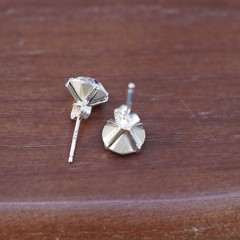 7mm, Sterling silver clear round crystal studs, cz earrings