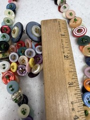 Handmade Artisan Necklace Earring Set Vintage Buttons Colorful Boho 1970s OOAK