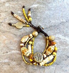 Multi Strand African Tribal Bracelet Golden and Yellow tones