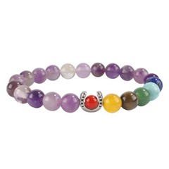Natural Precious Gemstones Stretchy Essential Oil Diffusing Chakra Bracelet