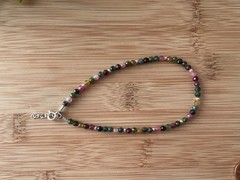 New! Tourmaline & Sterling Silver Handmade Anklet 10 3/4 to 11 3/4 in. – A69