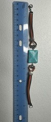 Unisex 8.25″, Turquoise Simulant with Black and Orange Leather Bracelet
