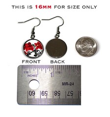Asian Style Cherry Blossom Flower – Handmade Dangling Earrings GUNMETAL BLACK