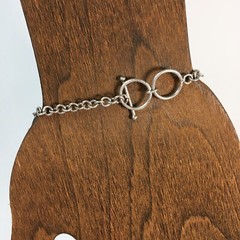Sterling Silver & Black Resin Swirl Design Bracelet Toggle Closure