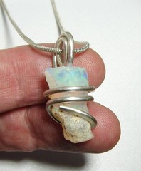 Ethiopian Opal Pendant Necklace, Sterling, Raw Opal, October Birthstone #31