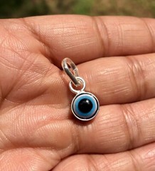 925 Silver Evil Eye Protection Pendant, Amulet Nazariya, Round Shape, Jewelry