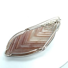 Sterling Silver Chevron Phantom Quartz Wire Wrapped Freeform Pendant Jim Fowler