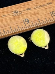 Clip on earrings with bright yellow, custom sparkle, gems, costume, jewelry
