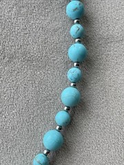 TURQUOISE BLUE Howlite Crazy Lace Coral Agate Choker Necklace 17.5” Unisex