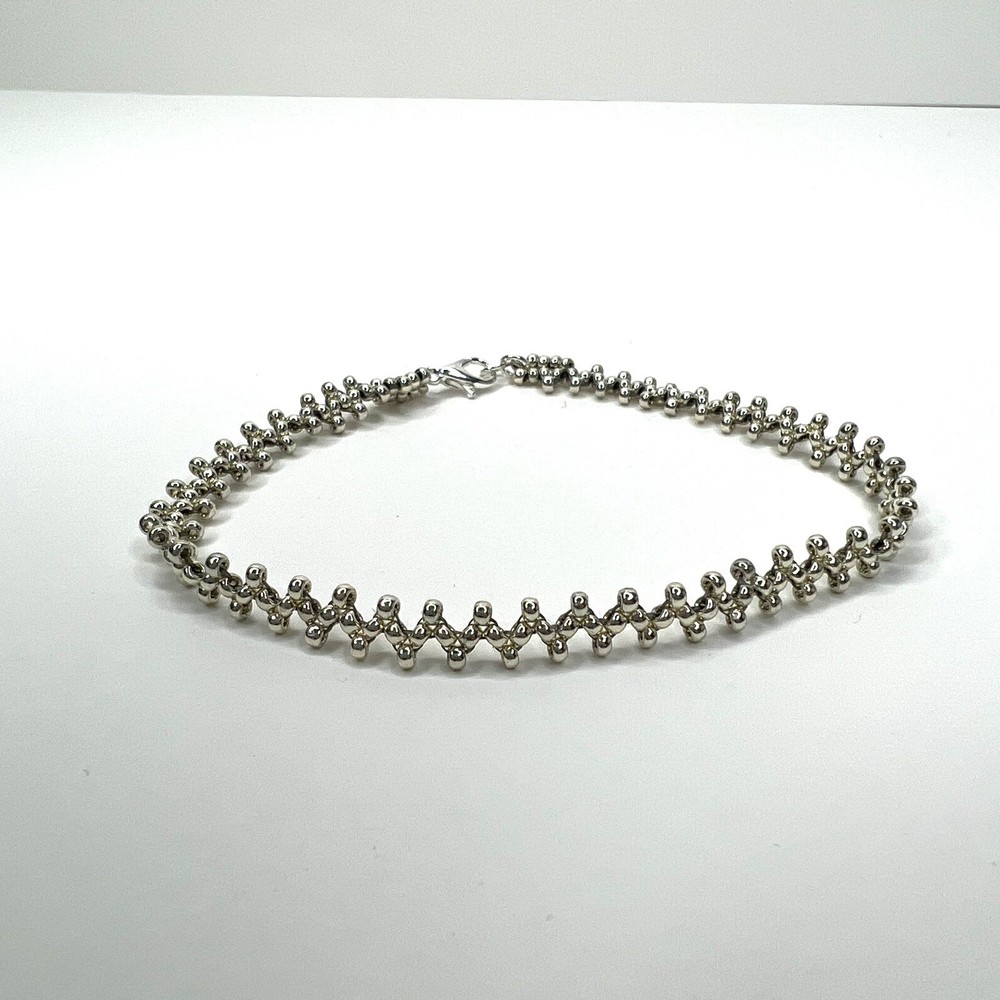 Seed Bead Silver Bracelet Nickel Free Lobster Clasp 7.75” Handmade New