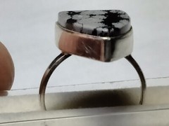 ATTRACTIVE NATURAL SNOW FLAKE OBSIDIAN IN STERLING SILVER 925 RING SIZE6.75-7.0