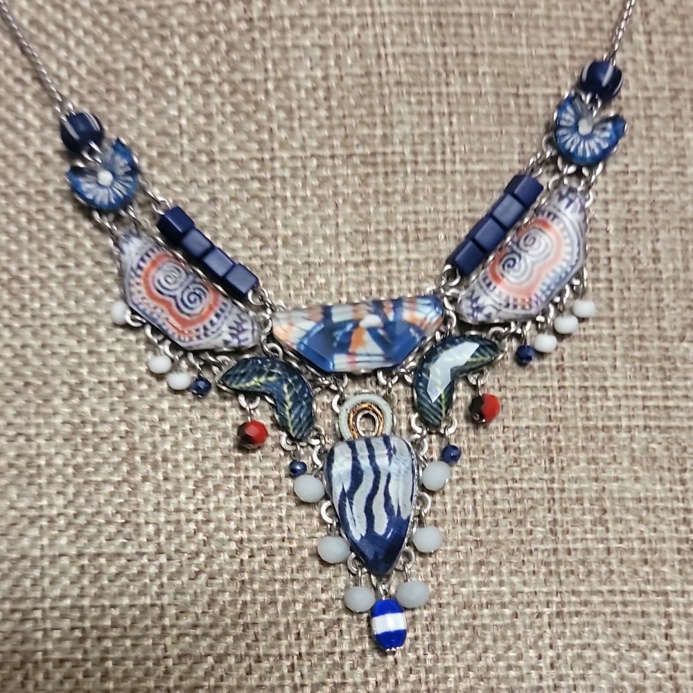 Ayala Bar, Blue Dome collection Multicolor Glass Necklace Signed AB