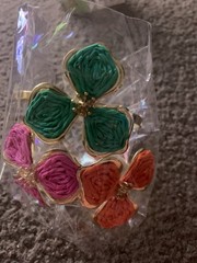 Triangle Raffia Bracelet Green Pink and Orange. New. Handmade.