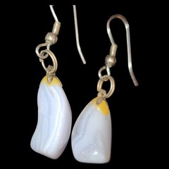 Tumbled Blue Lace Agate Stone Dangling Earrings