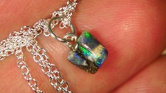 QLD BOULDER OPAL SMALL NECKLACE CHARM 925 STERLING SILVER PENDANT OCA18252