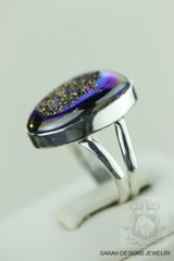 Size 7 TITANIUM WINDOW DRUSY 925 Fine Sterling Silver Ring r1149