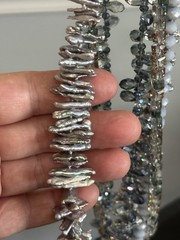 Multi Strand Biwa Stick Pearl Beaded Necklace
