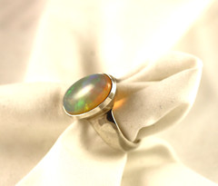 Sterling Silver Ring Ethiopian Opal Gemstone Handcrafted Size 9