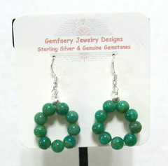NEW: Sterling Silver RUSSIAN AMAZONITE Hoop Dangle Earrings #1942…Handmade USA