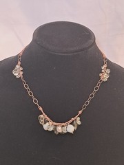 NWT Peyote Bird Green Gray Silver Gemstone Bead Mix Wax Cord Chain Necklace 17″