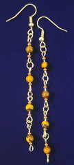 Protective Tigers Eye Drop Stainless Steel Hook Earring Handmade Jewelry 3.5 In