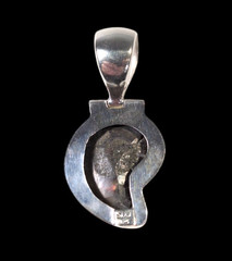 Vintage Ammonite Fossil Pendant 925 Sterling Silver Bezel Spiral Shell 1.75″