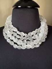 Milky Quartz 5 Strand Tumbled Stone Statement Necklace by Cornerstone Jewels