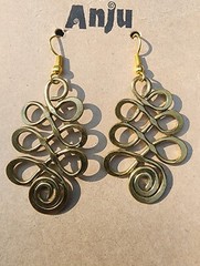 Earrings Anju Collection Gold Plated Swirl Tree Dangle Fishhook Earwire