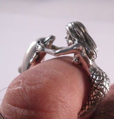 STERLING SILVER MERMAID AND DOLPHIN RING SIZE 8