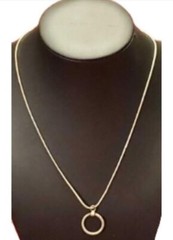 Women’s Silver Fashion Statement Cocktail Necklace 16″ Inch with Circle Pendant
