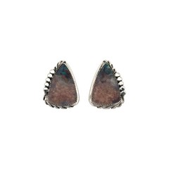 Virginia Cadman, Earring, Opalized Wood, Sterling Silver, Navajo, 1 1/2″