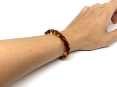 AMBER BRACELET Gift Barrel Natural BALTIC AMBER Beads Ladies Jewelry 7g 19329