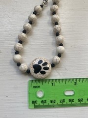 Handmade Paw Print Necklace With Beads Dog Lovers