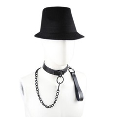 Dark Gothic Leather Collar Neckchain O-Ring Necklace Sexy Collar Chain