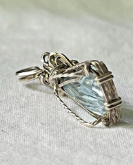 Artisan Blue Topaz Silver Tone Wire Wrapped Pendant