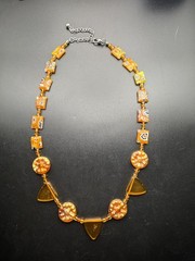 Vintage Orange Marano Glass Necklace 18 to 20” long Handmade Italian Glass J1