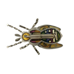 Artisan Crafted Insect Brooch Pin Mixed Metals Enamel