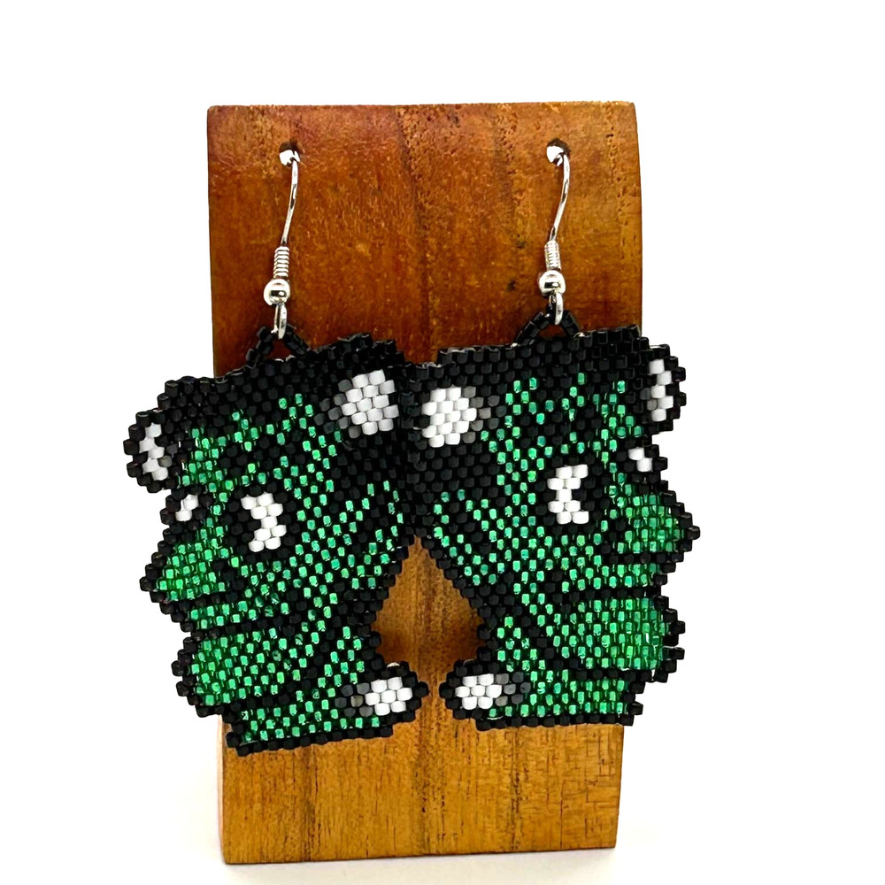 Hand Beaded Delica Bead Earrings Frankenstein Surgical Steel Ear Wires