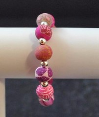 Jilzara Berry Medium Silverball Stretch Polymer Clay Bead Bracelet Handmade R9