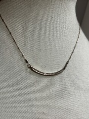 36. 14/20 G.F.,925 Sterling Silver Lab Diamond Curved Bar Statement Necklace 18″