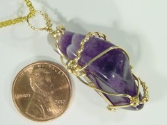 BUTW 14kt gold filled Wire Wrapped Amethyst Dogtooth Pendant Necklace 5250D