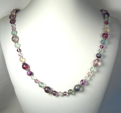 Lyn’s Jewelry 6, 8 and 10 mm Fluorite Necklace Silver 27″