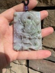 Huge Jadeite Dragon Pendant Necklace Handcrafted USA Seller