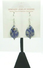 Sterling Silver Natural DENIM LAPIS Teardrop Dangle Earrings #144…Handmade USA