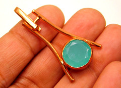 Designer Artisan Handcrafted Copper Pendant With Hydro Aqua Chalcedony Pendant