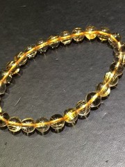 6.5mm Natural Gold Hair Rutilated Quartz Crystal Round Bead Stretch Bracelet
