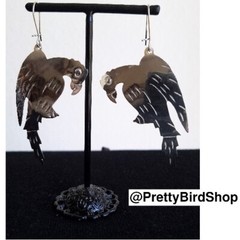Last pair! Long dangle PARROT / MACAW EARRINGS Mexican Alpaca silver NEW
