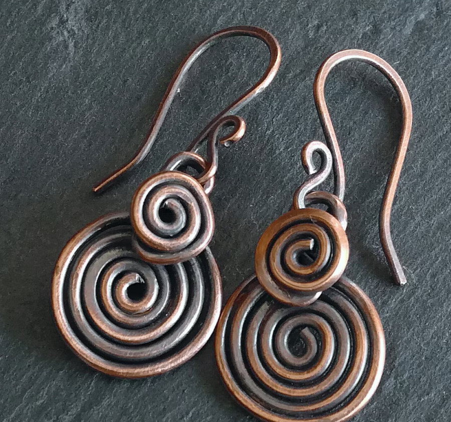 Pure Copper Healing Spiral Earrings, Earring Jewelry, Spiritual Kriya
