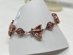 Gorgeous Solid Copper Hollow Honey Bee and Flower Link 8.5″ Bracelet